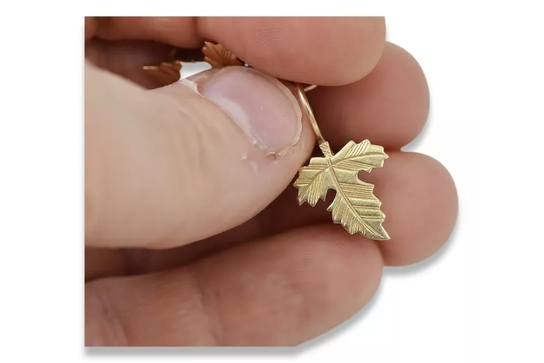 "No Stones Original Vintage Leaf Earrings in 14K 585 Rose Gold" ven140