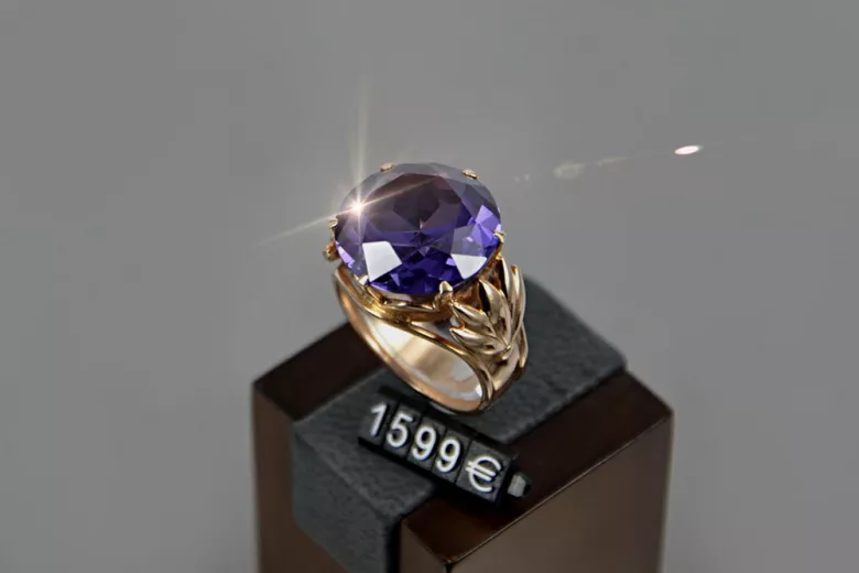 Russe soviétique rose 14k 585 or Alexandrite Rubis Émeraude Saphir Zircon bague vrc029