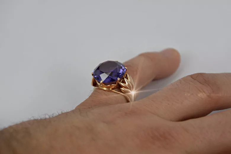 Russe soviétique rose 14k 585 or Alexandrite Rubis Émeraude Saphir Zircon bague vrc029