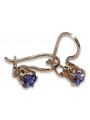 Boucles d’oreilles en or rose soviétique russe 14k 585 vec057 alexandrite rubis émeraude saphir ...