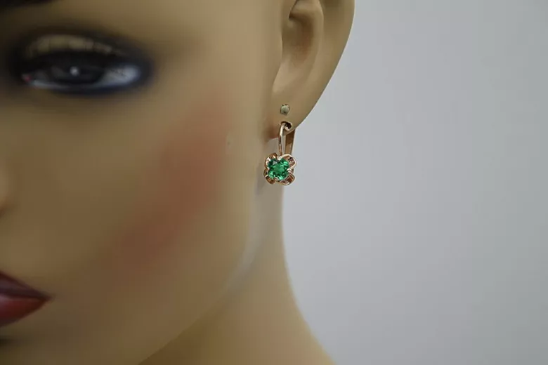 Boucles d’oreilles en or rose soviétique russe 14k 585 vec018 alexandrite rubis émeraude saphir ...