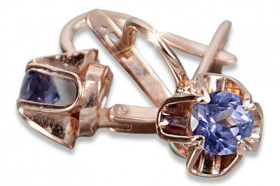 Russisches sowjetisches Silber Rosé vergoldet 925 Alexandrit Rubin Smaragd Saphir Aquamarin Zirkon ... Ohrringe vec018rp