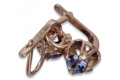 Vintage silver rose gold plated 925 Alexandrite Ruby Emerald Sapphire Aquamarine Zircon ... earrings vec018rp