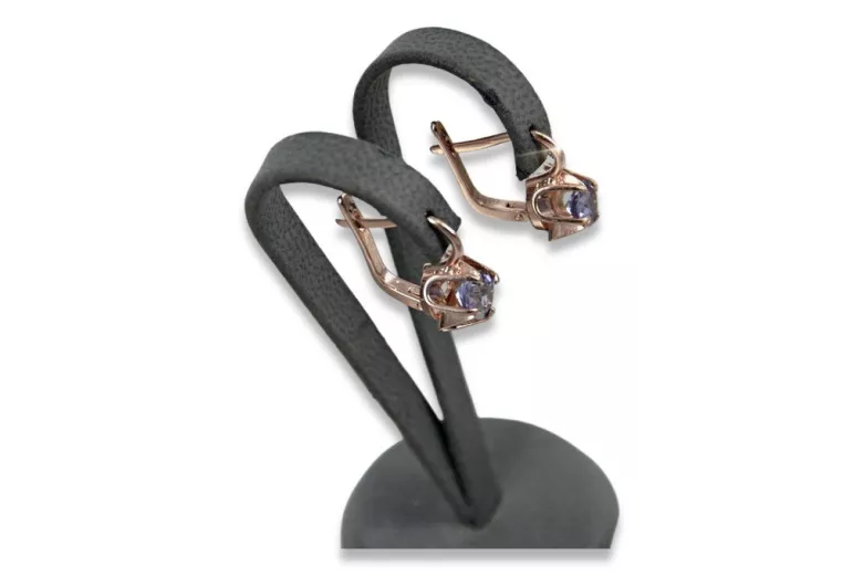 Russe soviétique argent rose or plaqué 925 Alexandrite Rubis Émeraude Saphir Aigue-marine Zircon ... Boucles d’oreilles VEC018RP