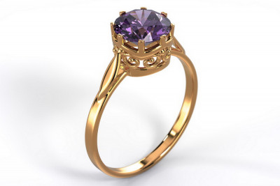 Vintage pierścionek pozłacane sregro 925 z Aleksandrytem Rubinem Szafirem Szmaragdem Cyrkonią vrc366rp