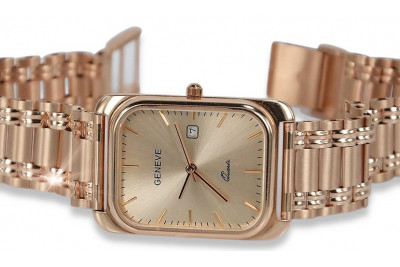 Męski zegarek z czerwonego złota 14k 585 Geneve mw001r&mbw009r