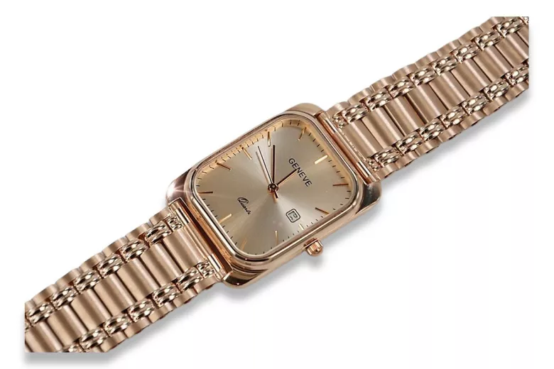 Męski zegarek z czerwonego złota 14k 585 Geneve mw001r&mbw009r