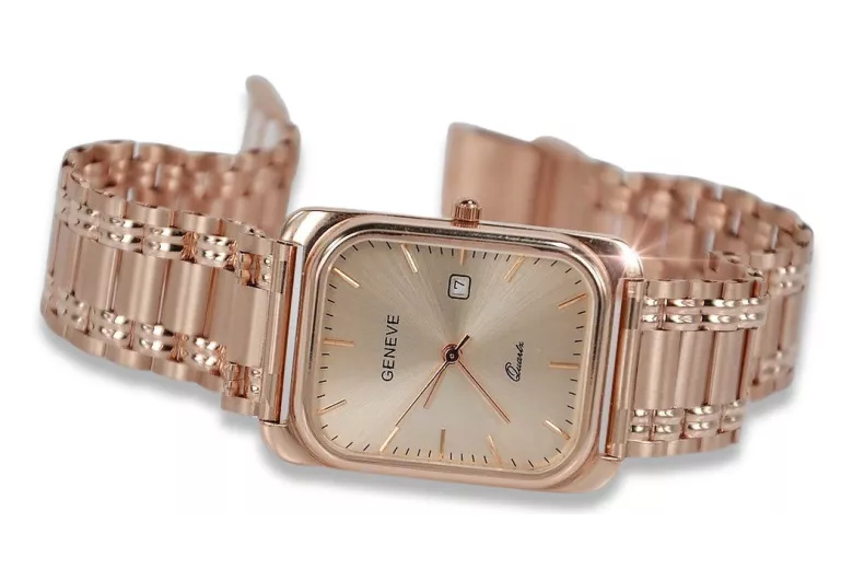 Męski zegarek z czerwonego złota 14k 585 Geneve mw001r&mbw009r