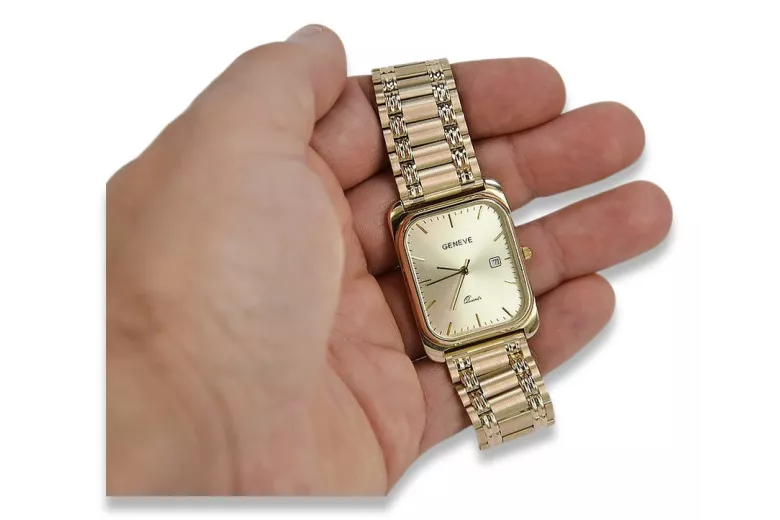 Męski zegarek z czerwonego złota 14k 585 Geneve mw001r&mbw009r