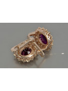 Vintage rose pink 14k 585 gold earrings vec125 alexandrite ruby emerald sapphire ...