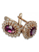 Boucles d’oreilles en or rose soviétique russe 14k 585 vec125 alexandrite rubis émeraude saphir ...