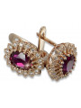 Boucles d’oreilles en or rose soviétique russe 14k 585 vec125 alexandrite rubis émeraude saphir ...