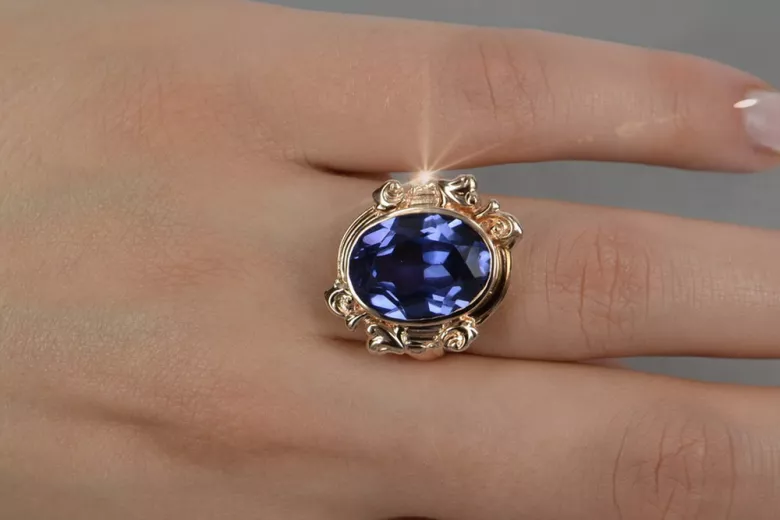 Russe soviétique rose 14k 585 or Alexandrite Rubis Émeraude Saphir Zircon bague vrc100