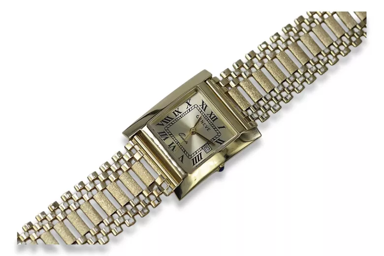 Gold men's watch Geneve ★ zlotychlopak.pl ★ Gold purity 585 333 Low Price!