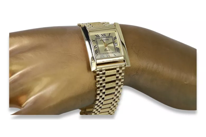 Gold men's watch Geneve ★ zlotychlopak.pl ★ Gold purity 585 333 Low Price!