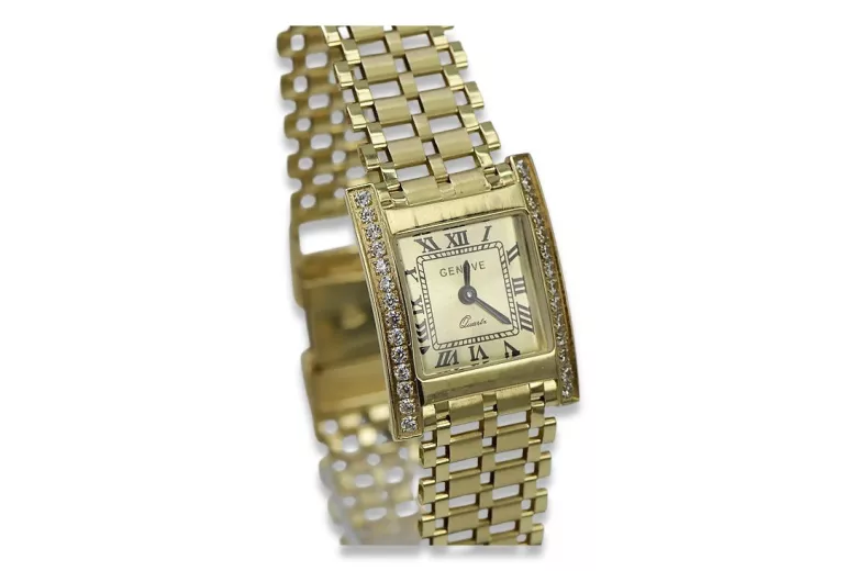 Goldene Herrenuhr Geneve ★ zlotychlopak.pl ★ Gold Reinheit 585 333 Niedriger Preis!