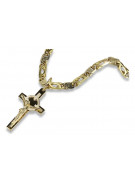 Croix catholique italienne jaune blanc 14 carats & Chaîne élégante