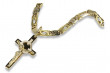 Cruz católica italiana de oro blanco amarillo de 14k y cadena elegante
