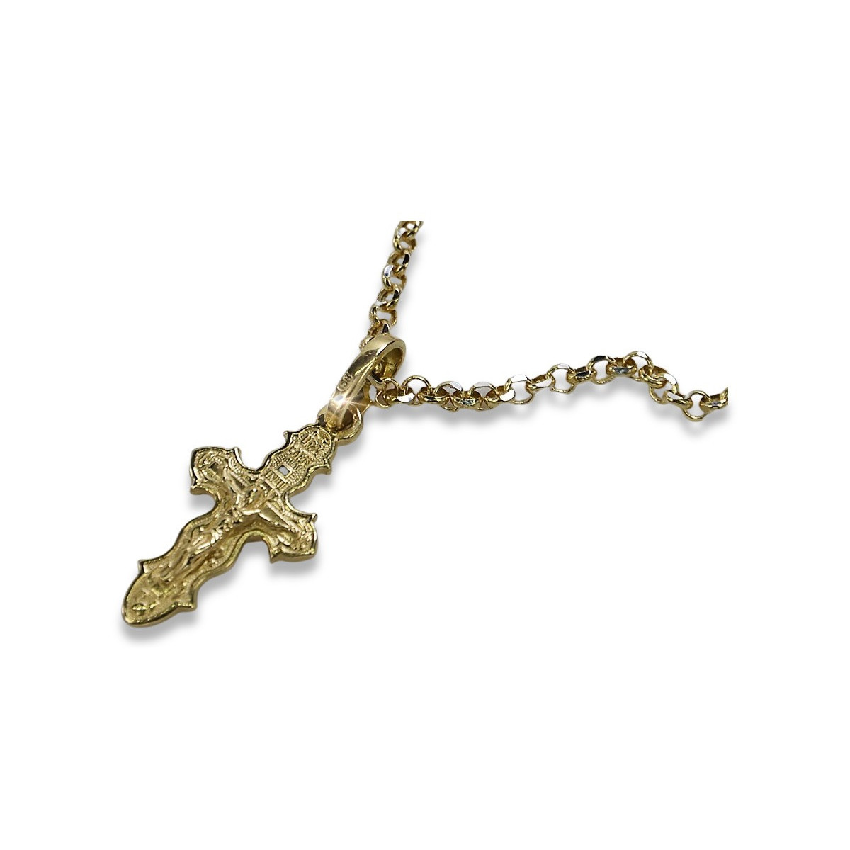 Gold Orthodox cross with chain ★ zlotychlopak.pl ★ Gold sample 585 333 Low price