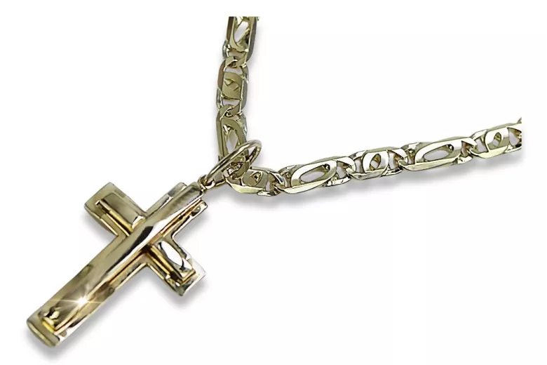 Cruz de oro con una cadena ★ zlotychlopak.pl Sello de oro 585 333 ¡★ Precio bajo!