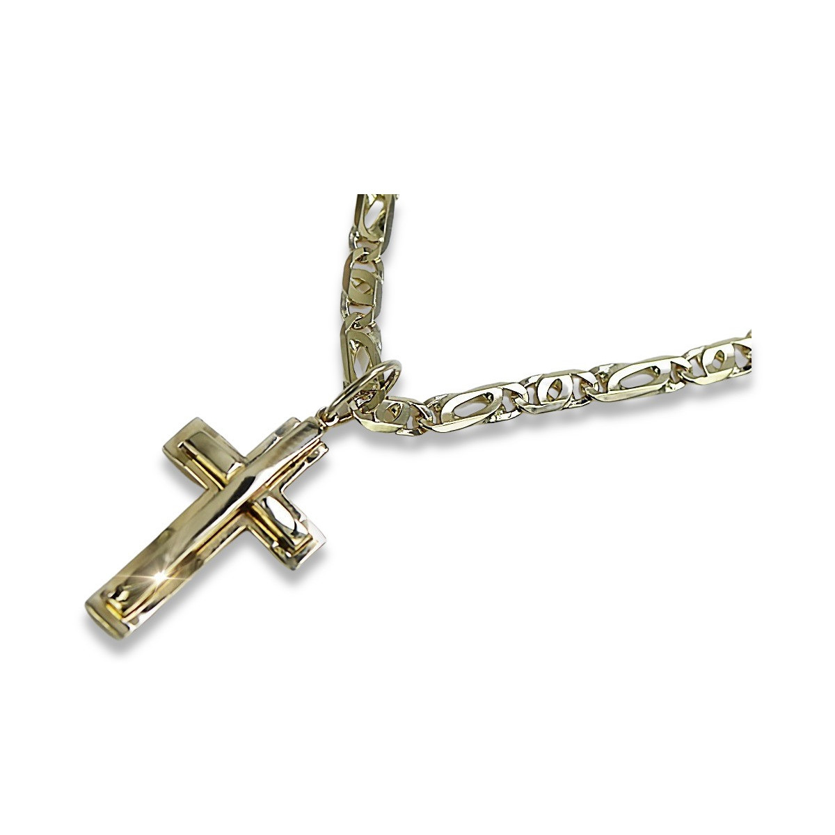 Cruz de oro con una cadena ★ zlotychlopak.pl Sello de oro 585 333 ¡★ Precio bajo!