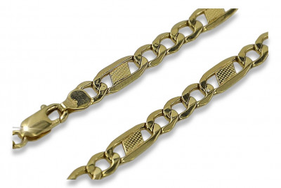 Italian yellow 14k gold hollow Figaro chain cc060y