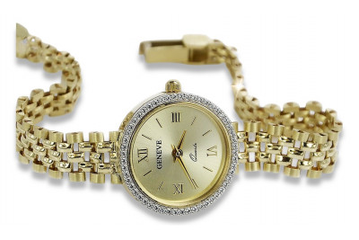 Italian yellow 14k gold lady watch Geneve lw029y