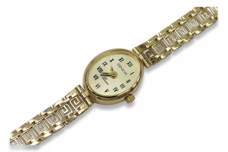 Elegancki 14k złoty damski zegarek Geneve lw092y