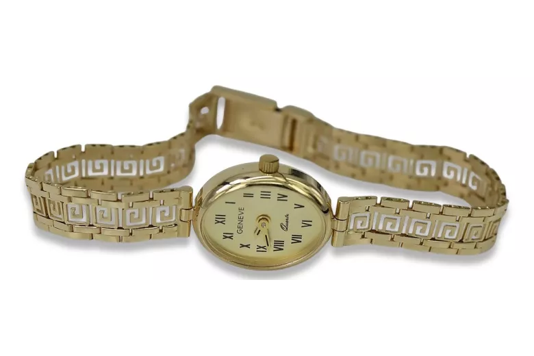 Elegancki 14k złoty damski zegarek Geneve lw092y