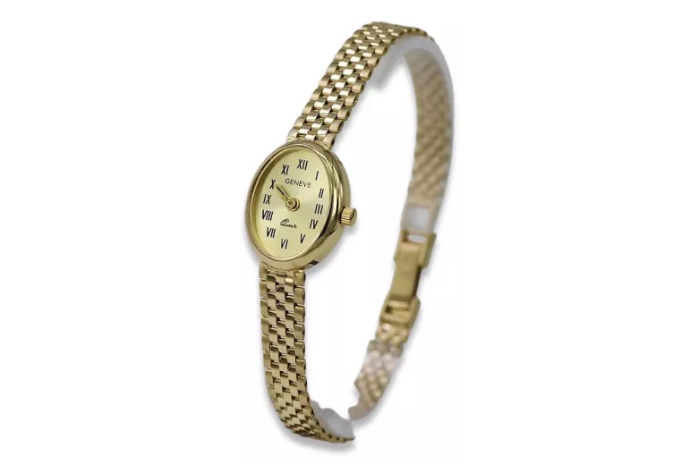 Elegancki 14k złoty damski zegarek Geneve lw093y