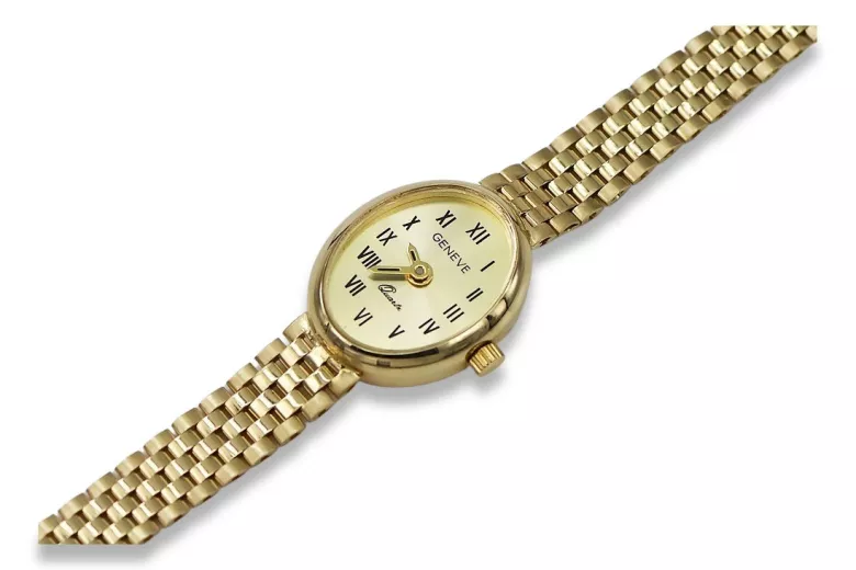 Elegancki 14k złoty damski zegarek Geneve lw093y