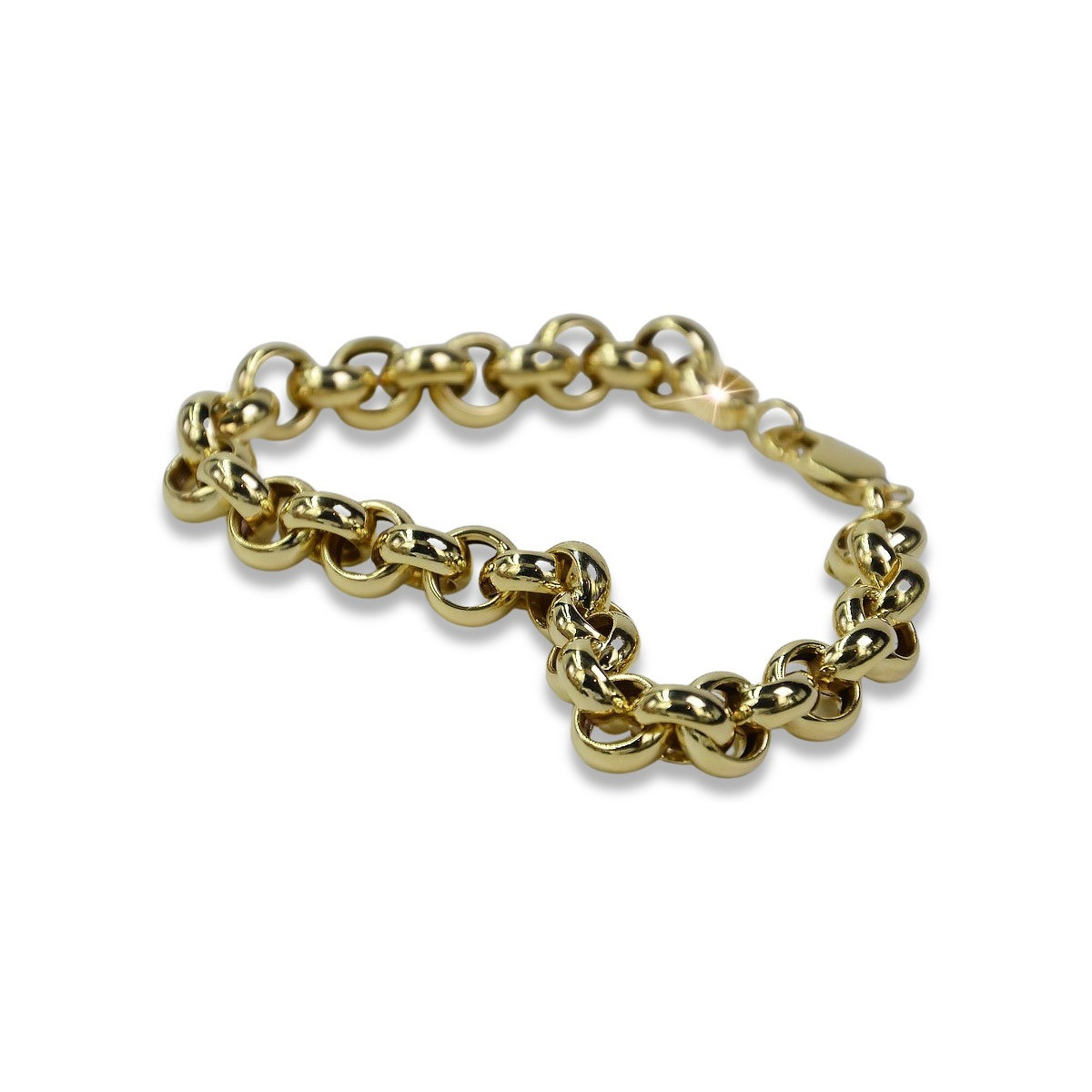 Bracelet d’ancrage en or jaune italien 14 carats cb025y