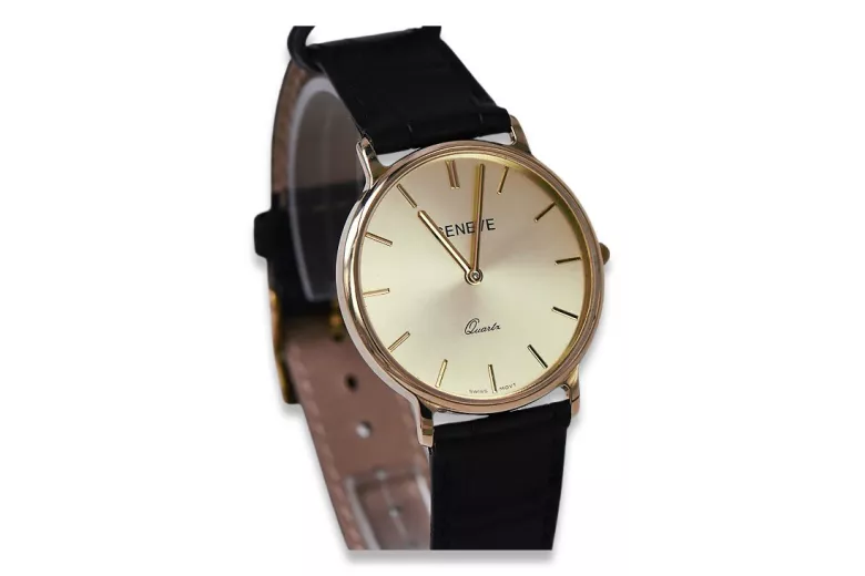 Gold men's watch Geneve ★ zlotychlopak.pl ★ Gold purity 585 333 Low Price!