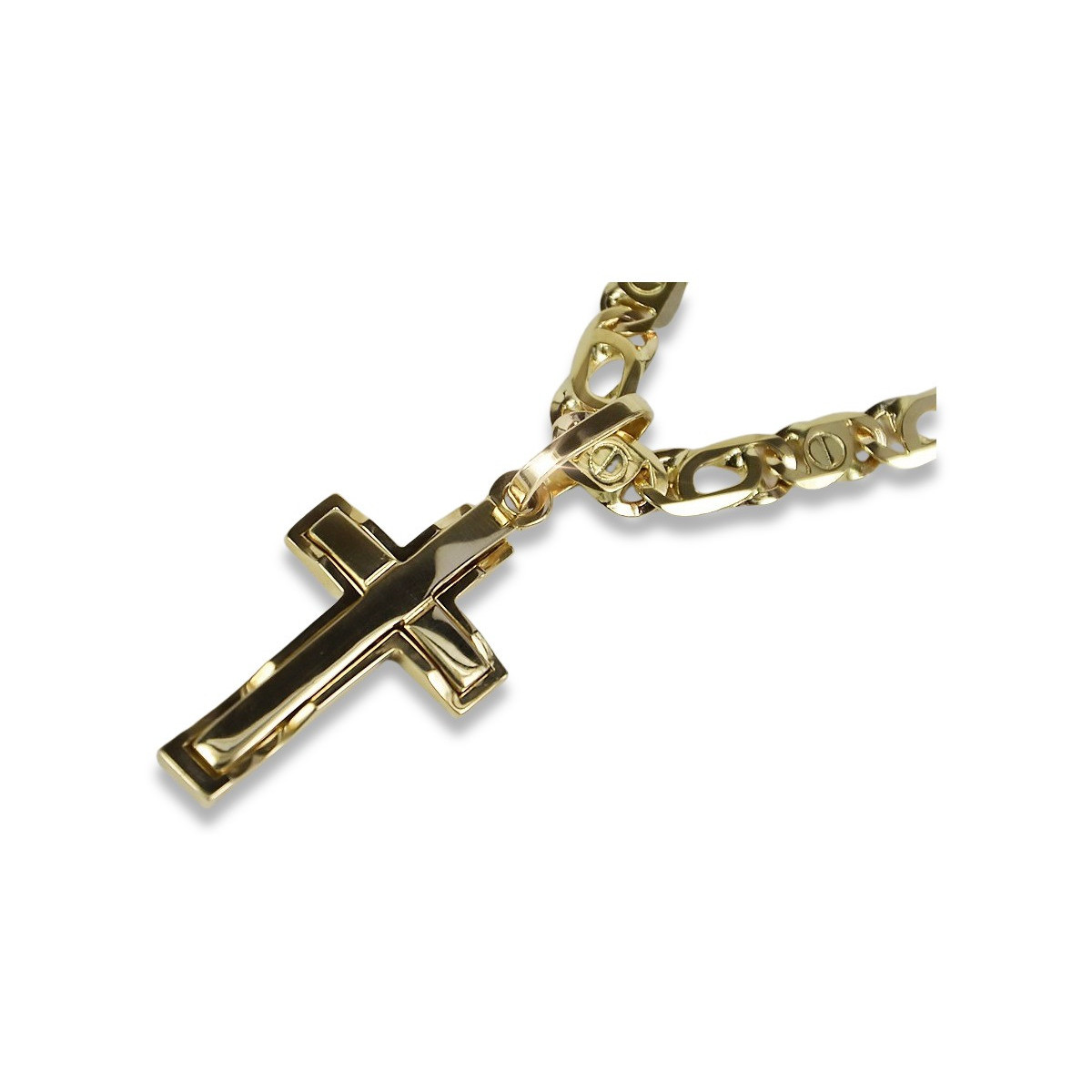 Cruz de oro con una cadena ★ zlotychlopak.pl Sello de oro 585 333 ¡★ Precio bajo!