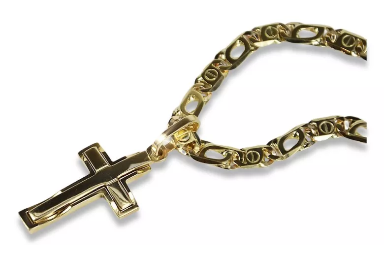 Cruz de oro con una cadena ★ zlotychlopak.pl Sello de oro 585 333 ¡★ Precio bajo!