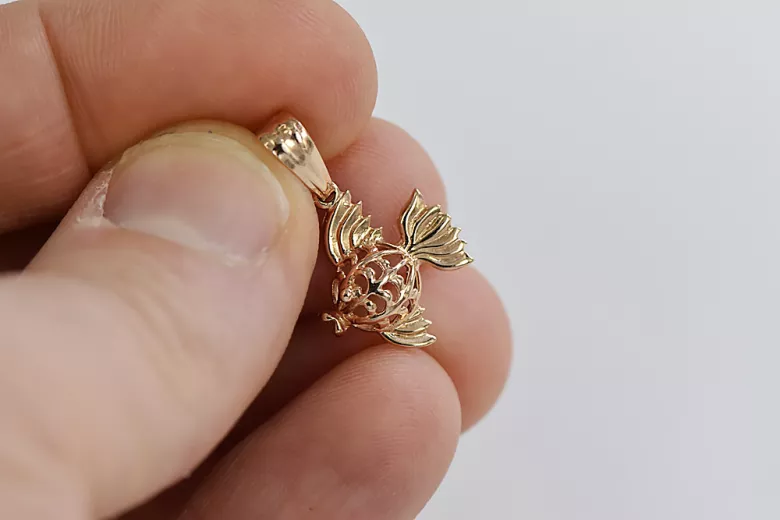 Vintage silver rose gold plated 925  Vintage fish pendant vpn021rp