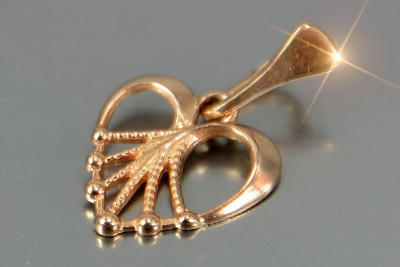 Ruso soviético plata oro rosa chapado 925 URSS Colgante de corazón vintage vpn076rp