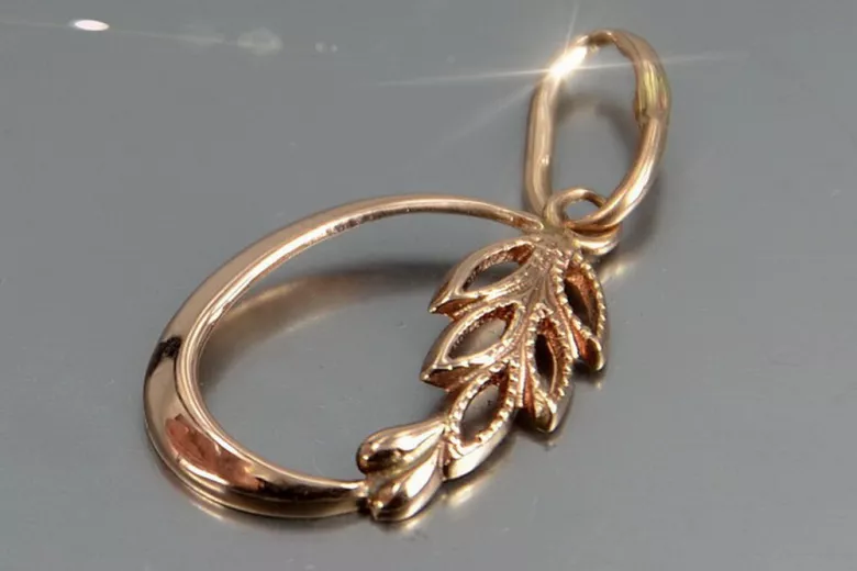 Vintage silver rose gold plated 925  Vintage leaf pendant vpn084rp