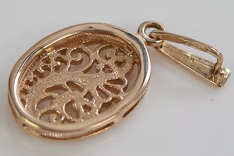 Vintage silver rose gold plated 925  Vintage oval pendant vpn088rp