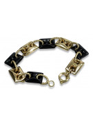 Italian yellow 14k 585 gold onyx bracelet cb102y