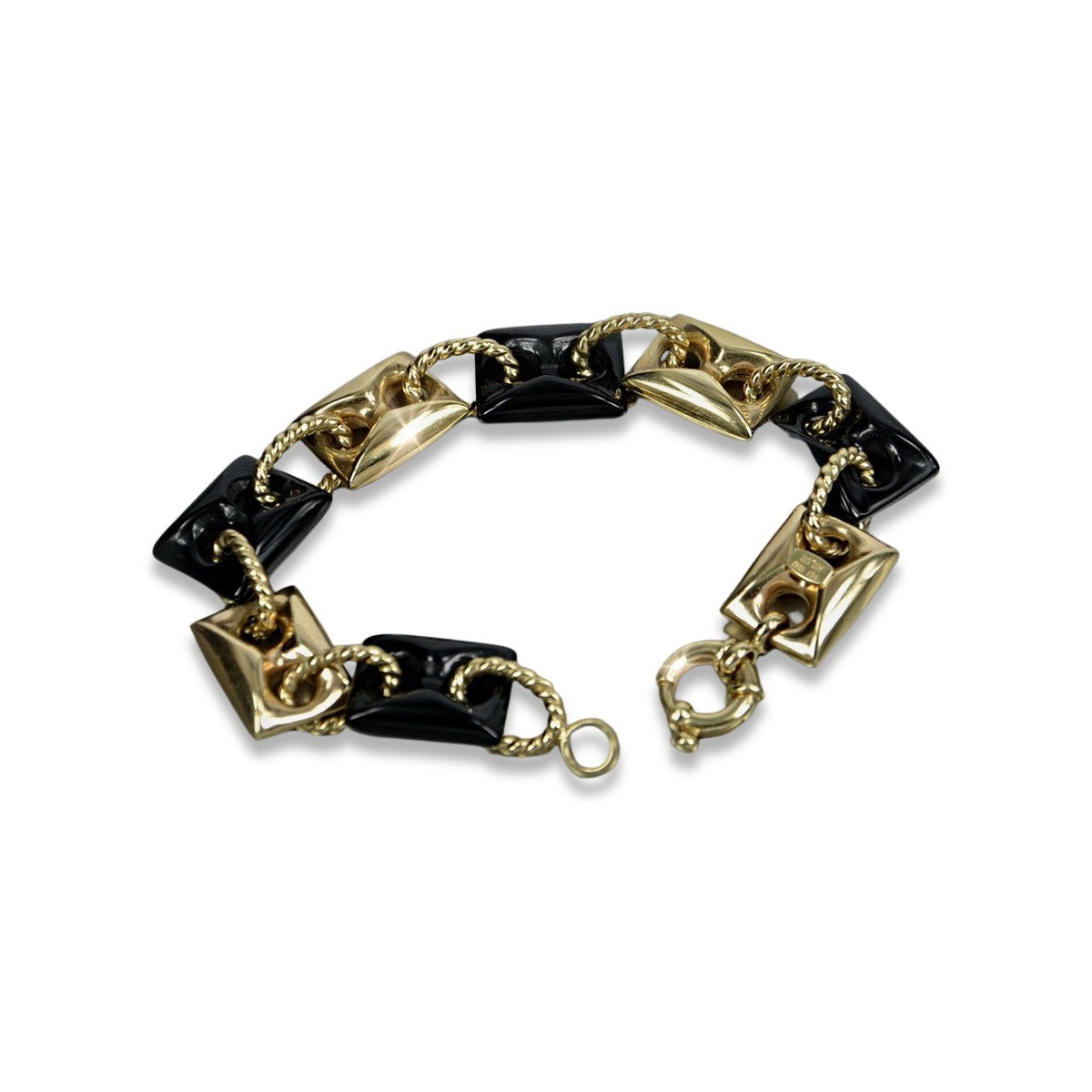 Italian yellow 14k 585 gold onyx bracelet cb102y