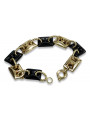 Italian yellow 14k 585 gold onyx bracelet cb102y