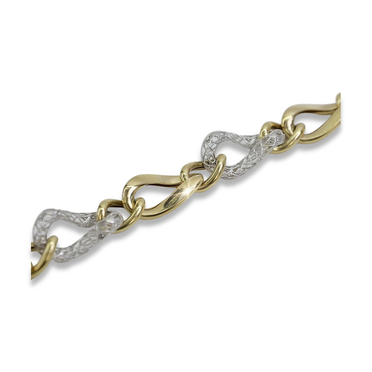 Yellow & white Italian gold fancy bracelet cb141