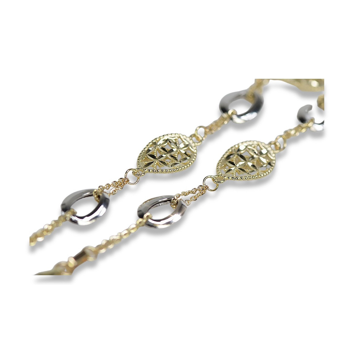 Bracelet fantaisie en or italien blanc 14k cb146yw