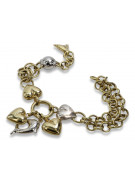 Bracelet fantaisie en or italien 14 carats jaune & blanc cb133yw