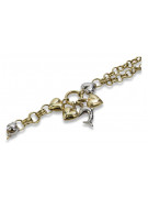 Bracelet fantaisie en or italien 14 carats jaune & blanc cb133yw