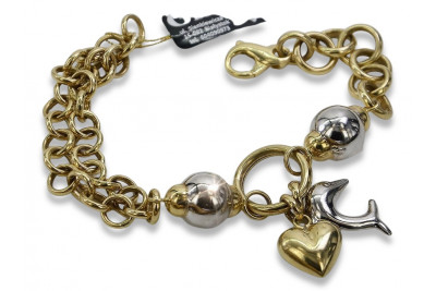 Bracelet fantaisie en or italien 14 carats jaune & blanc cb134yw