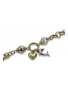 Bracelet fantaisie en or italien 14 carats jaune & blanc cb134yw