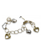 Bracelet fantaisie en or italien 14 carats jaune & blanc cb136yw