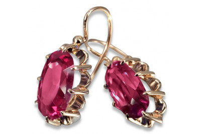 Russe soviétique argent rose or plaqué 925 Alexandrite Rubis Émeraude Saphir Aigue-marine Zircon ... Boucles d’oreilles VEC039RP